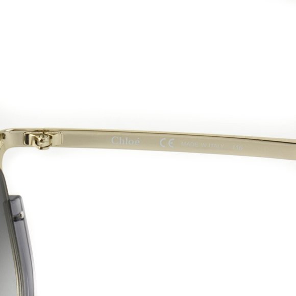 CHLOE: Translucent Gray/Pale Gold Logo Sunglasses - Picture 6 of 8